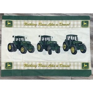 Vintage John Deere Tractor Pillow Case Farmer Farm‎ Standard Pillow Green USA